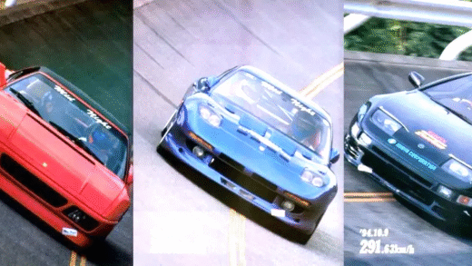 A thrilling night race featuring the Mid Night Club cars