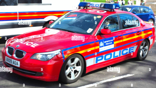 Red car pulled over by police