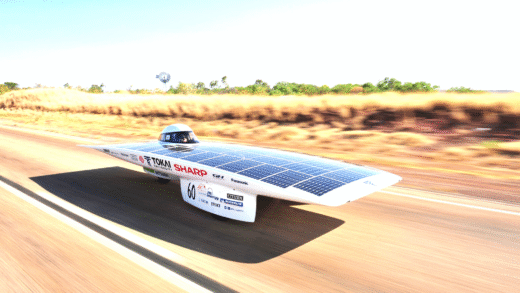 A solar powered car parked under sunlight