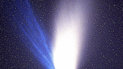 A visual representation of comets traveling through space