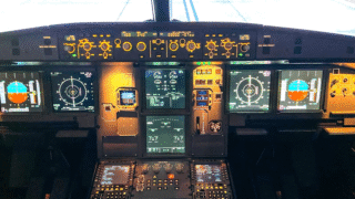 Detailed view of an airplane speedometer