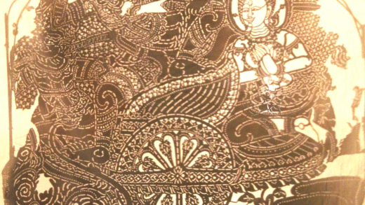 Shadow puppets in a Cambodian performance