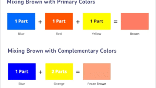 A palette of colors used to create brown