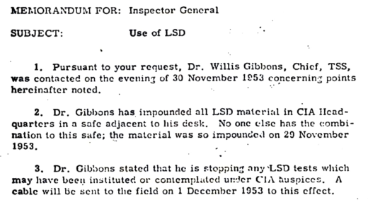Overview of CIA's LSD experiments