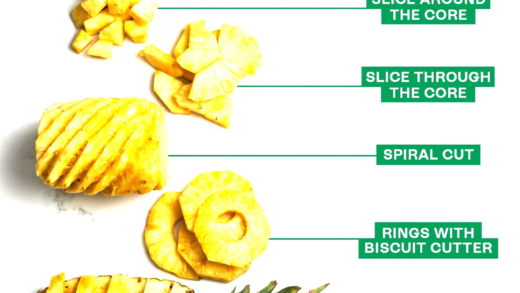 Cut pineapple on a cutting board