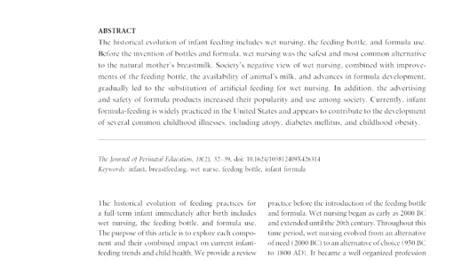 Infant feeding practices in history