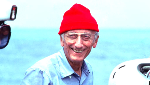 Jacques Cousteau with marine life