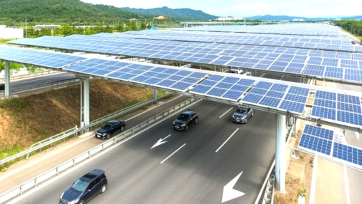 Solar panel highway generating electricity